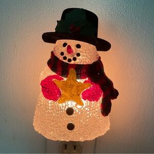 Vtg Avon Beaded Snowman Night Light Chilly Sam Holding Star Wall Plug In 1999